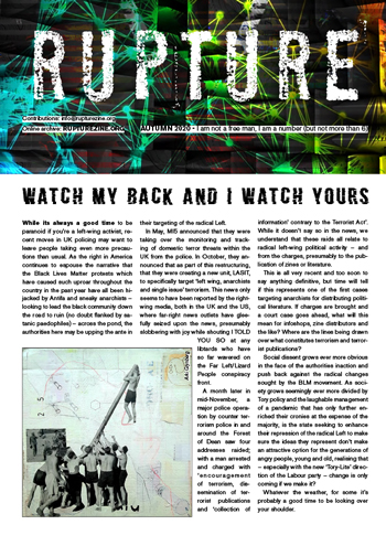 Rupture zine autumn 2020 cover